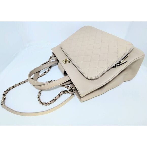 CHANEL BUSINESS AFFINITY LARGE TOTE CAVIAR LEATHER GOLD HARDWARE BEIGE W/  DUSTB - Picture 2 of 15